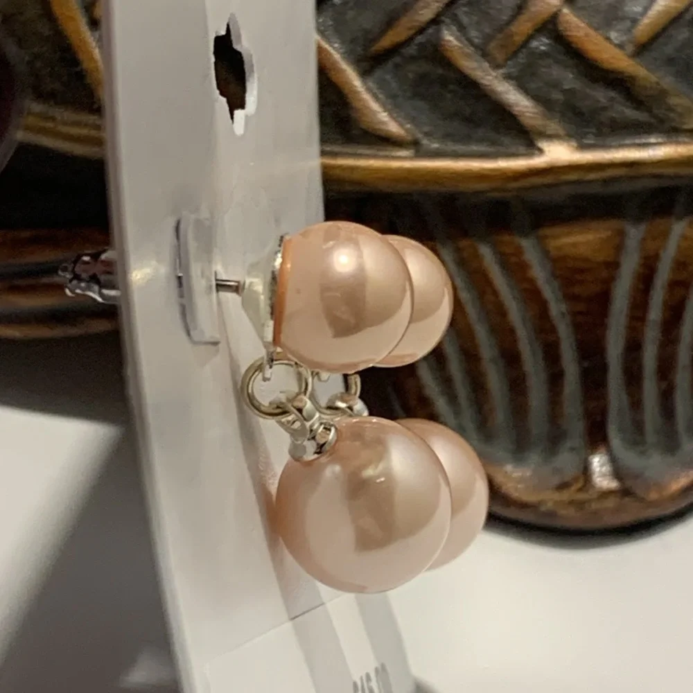 Studio Works Pink Faux Pearl Pierce Earrings